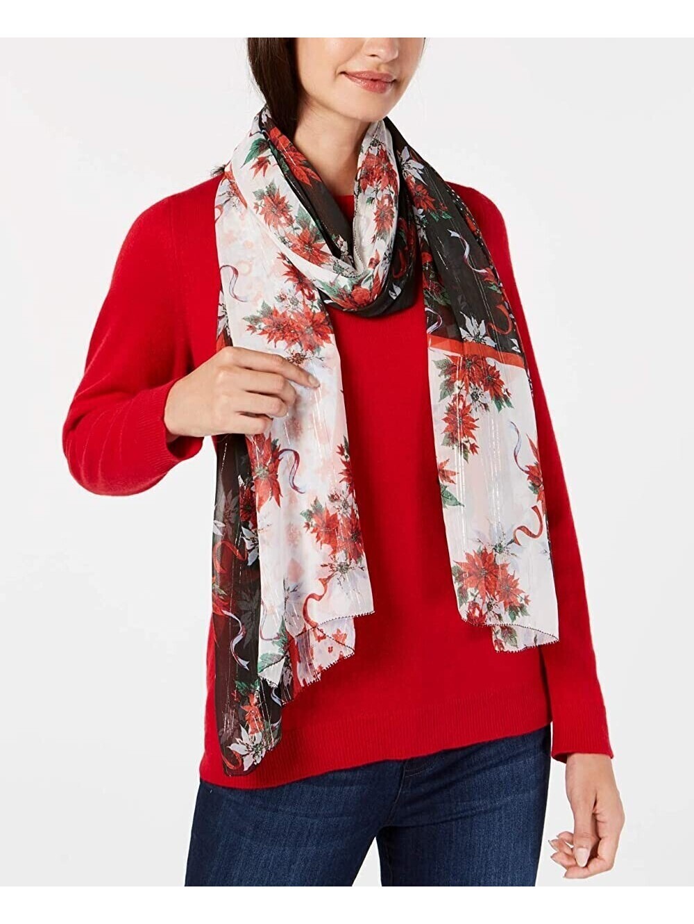 Cejon Womens Patchwork Printed Chiffon Scarf Wrap